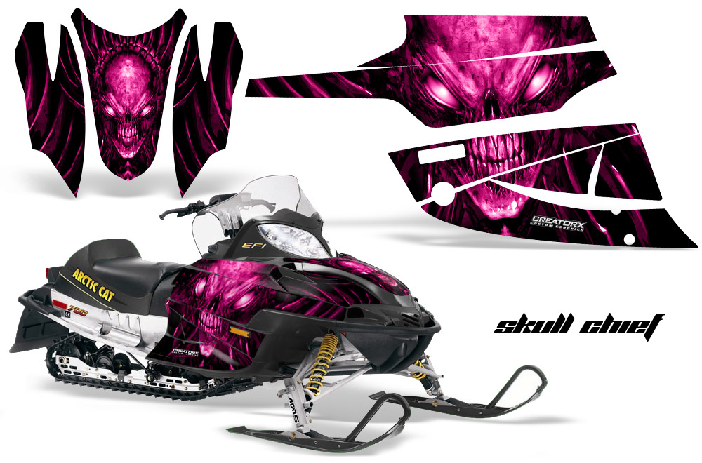 Arctic Cat Firecat Graphics Kit Skull Chief Pink Black